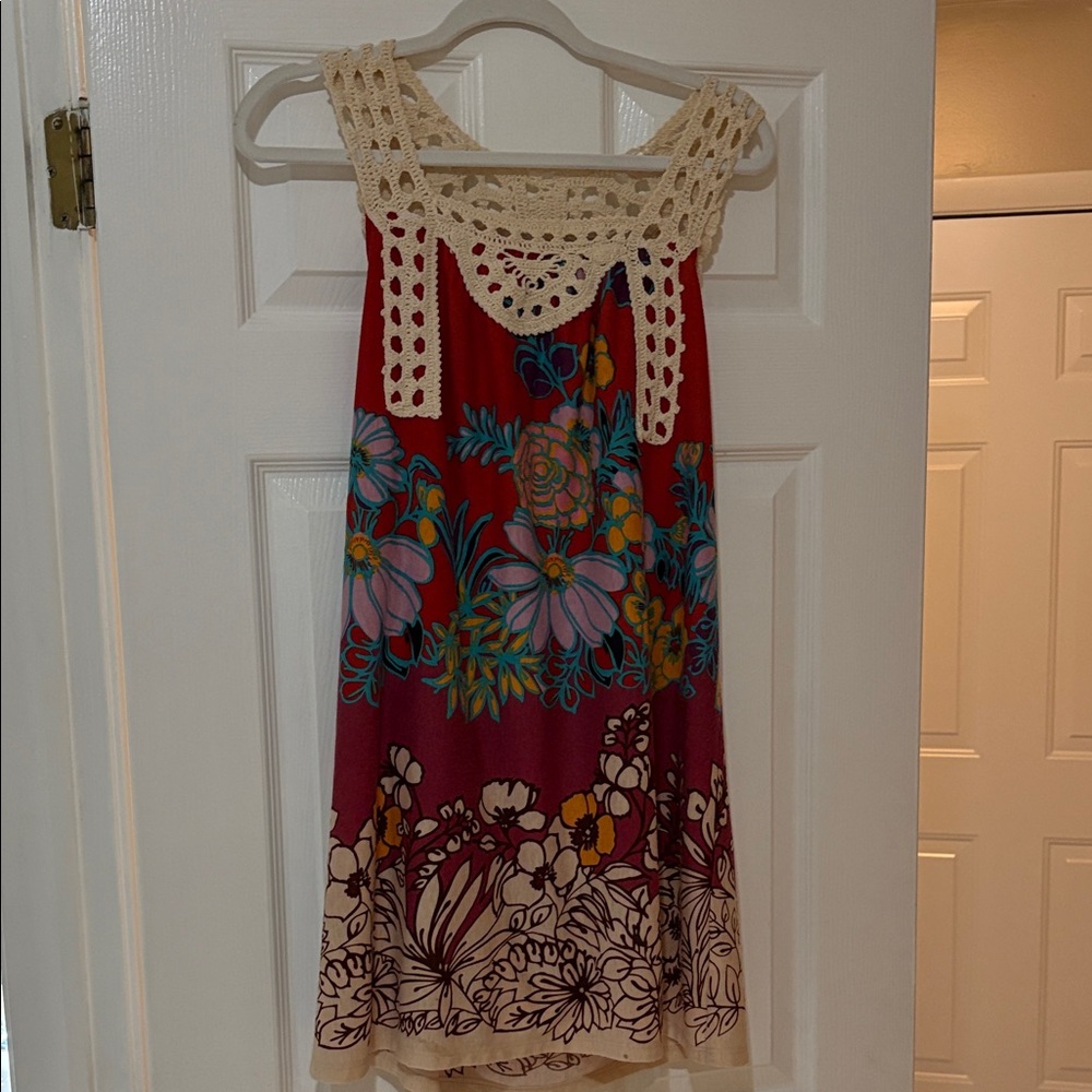 Source Unknown Red Floral Mini Dress